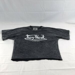 Key West Florida distressed crop top tshirt large Raw Hem Basix‎ Vintage